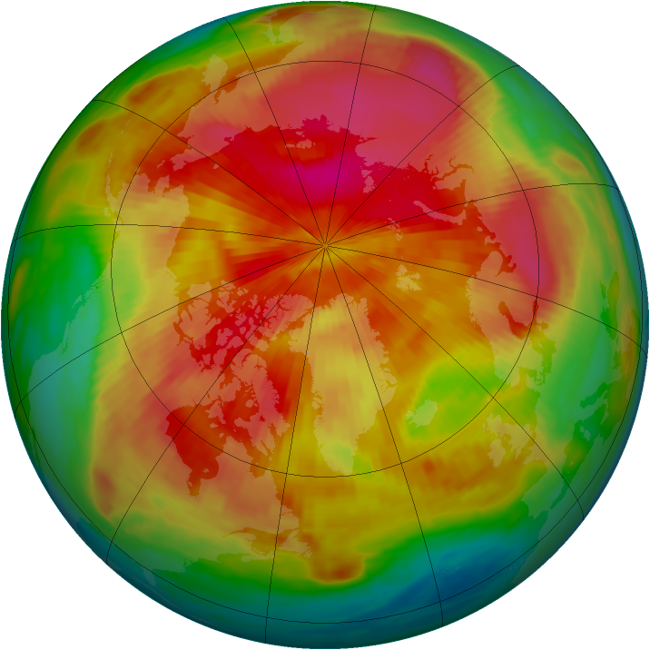 Arctic ozone map for 05 April 1985